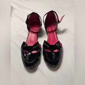 Oscar Tiye by Amina Muaddi Black Patent Leather Cat Women flat Mary Jane's s 41